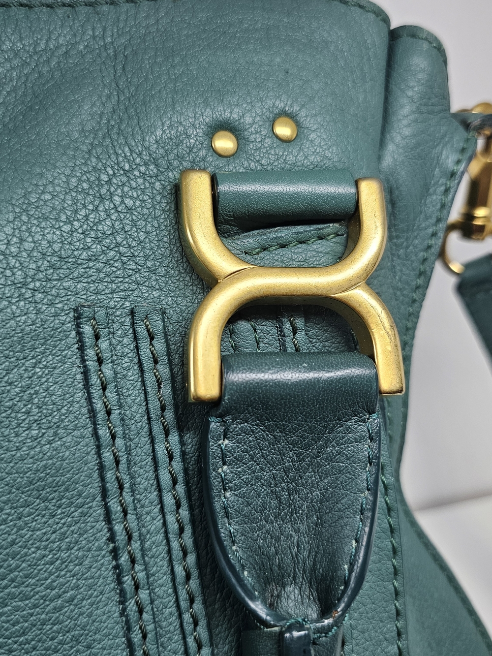 Chloe Marcie Green Leather Shoulder Bag - Picture 4 of 11